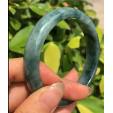 琳轩天然缅甸翡翠A货糯种飘蓝花手镯L827